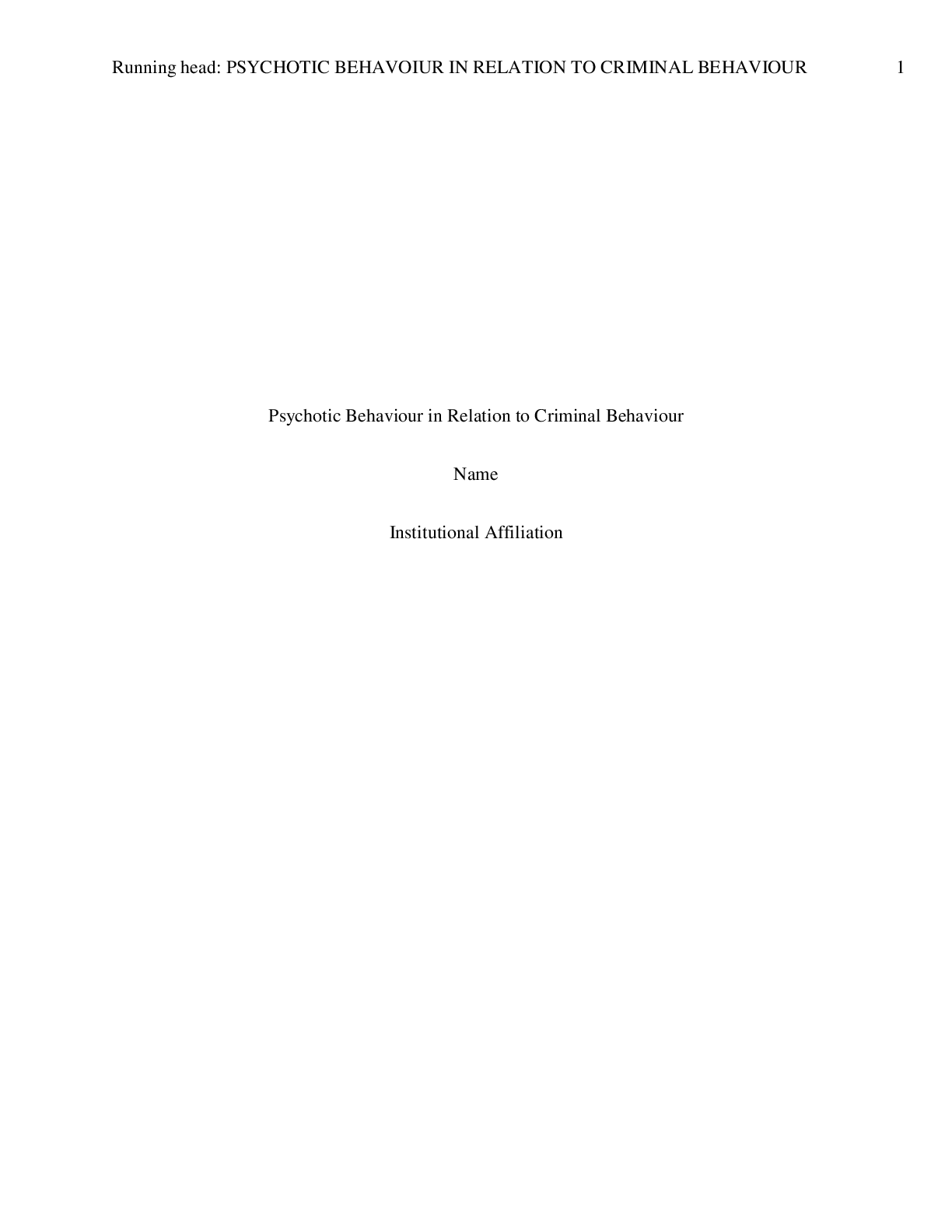 Preview image for Psychotic Behavior in Relation to Criminal Behavior